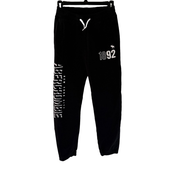 Abercrombie Kids Black Sweatpants with Elastic Waist and Ankle Cuff EUC - Picture 1 of 10